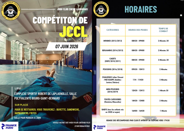 🥋🔥 COMPÉTITION JCCL – 7 JUIN 2026 🔥🥋